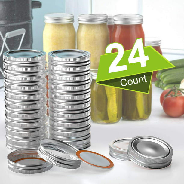 Details about   24-Count, Canning Lids for Ball Split-Type Metal Mason Kerr Jars WIDE Mouth